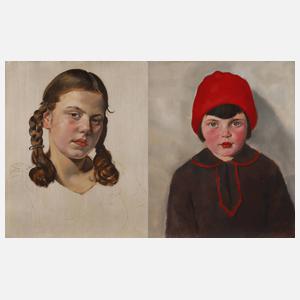 Fritz Aumer, attr., Zwei Kinderbildnisse