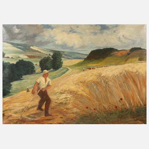 Schnitter in Erntelandschaft