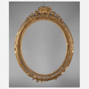 Großer ovaler Goldstuckrahmen um 1860