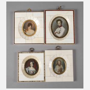 Vier Elfenbeinminiaturen