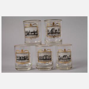 Karaffe mit fünf Gläsern russische Architekturmalerei