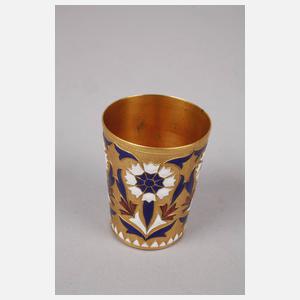 Sechs emaillierte Wodkabecher