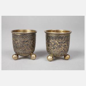 Zwei russische Kugelfußbecher Silber