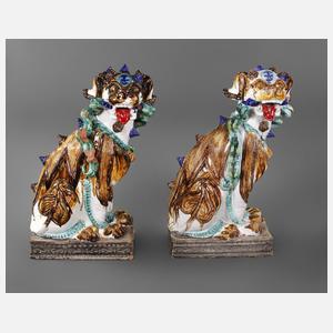 Paar Keramik Löwen