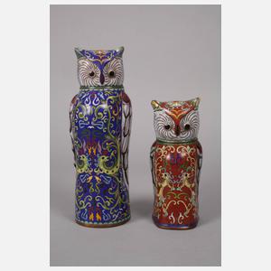 Paar figürliche Deckeldosen Cloisonné