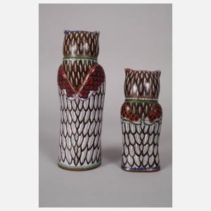 Paar figürliche Deckeldosen Cloisonné