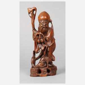 Geschnitzter Glücksgott Shou