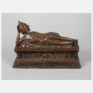 Bronzeplastik liegender Buddha