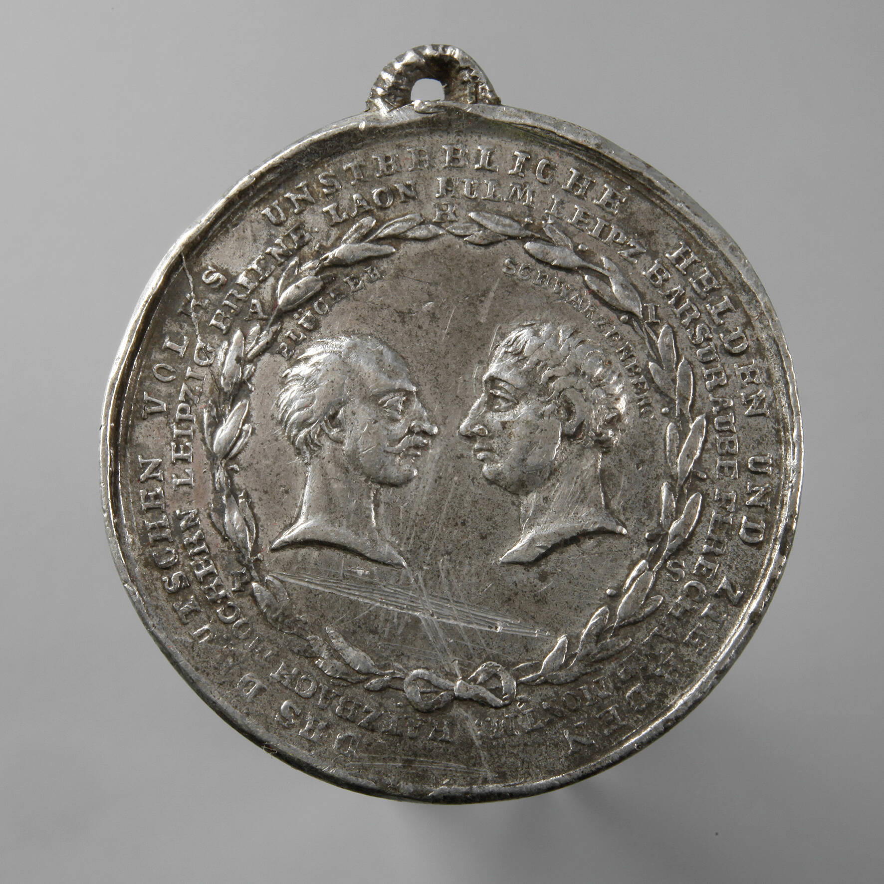 Zinnmedaille auf Blücher und Schwarzenberg 1814