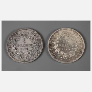 Zwei Francs-Münzen