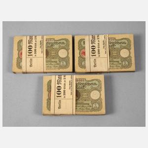Drei Bündel 1 Mark Darlehnskassenscheine