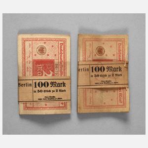 Zwei Bündel 2 Mark Darlehnskassenscheine