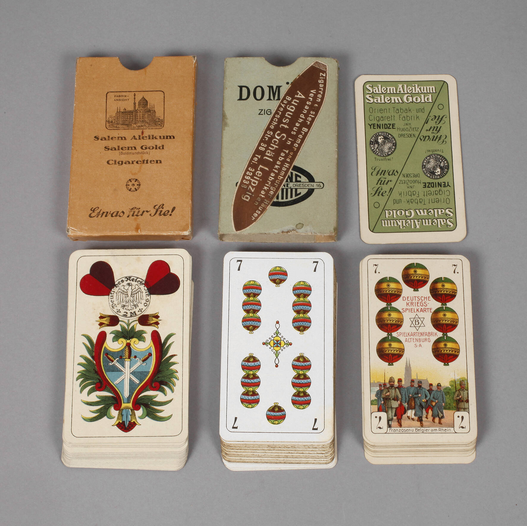 Drei Werbe-Skatkarten