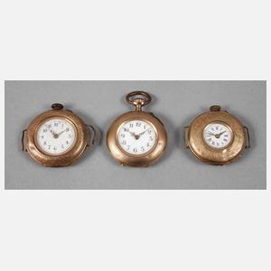 Drei Damenuhren Gold