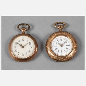 Zwei Damenuhren Gold