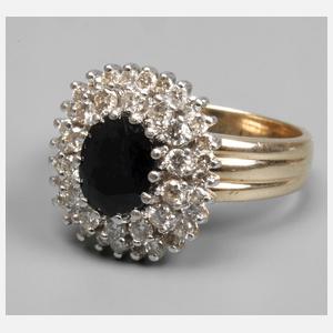 Damenring mit Saphir und Brillanten
