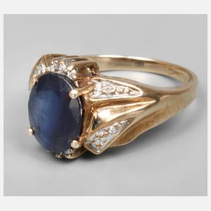 Damenring mit Saphir und Diamanten
