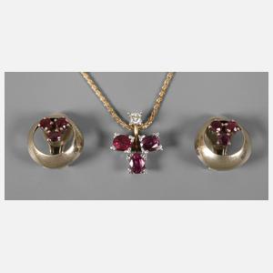 Anhänger und Ohrclips mit Rubinen
