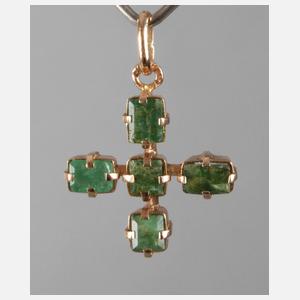 Kreuzanhänger mit Smaragden