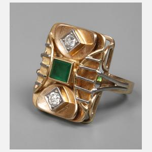 Damenring mit Brillanten und Smaragd