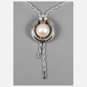Collier mit Brillanten und Perle