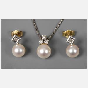 Schmuckset mit Perlen und Brillanten