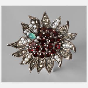 Silberbrosche mit Steinbesatz