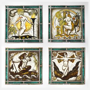 Vier Bleiglasscheiben