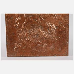 Großes Kupferrelief Heiliger Georg