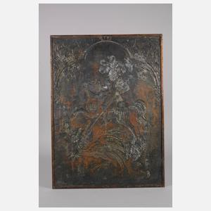 Großes Kupferrelief Heiliger Georg