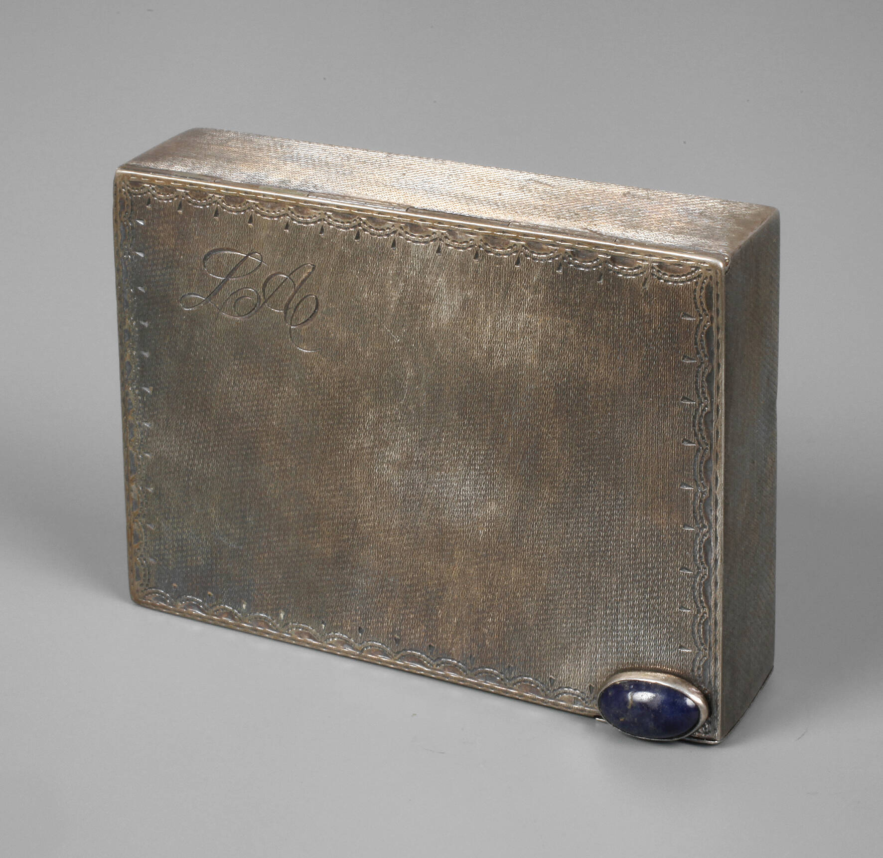 Silber Puderdose mit Lippenstifthalter