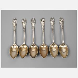 Sechs Mokkalöffel Silber Bruckmann