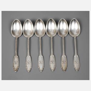 Hugo Leven sechs Kaffeelöffel Silber