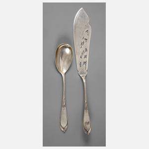 Hugo Leven zwei Vorlegeteile Silber