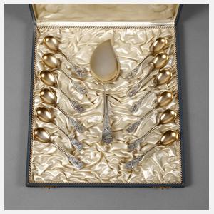 Silber Eisbesteck im Etui