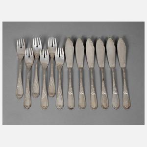 Fischbesteck für sechs Personen