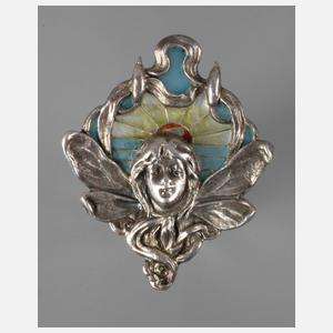 Jugendstilbrosche mit Fensteremaille