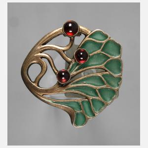 Jugendstilbrosche mit Fensteremaille