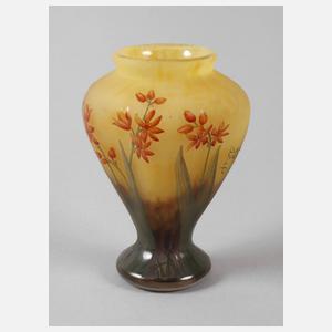 Daum Nancy Ätzglasvase mit Email