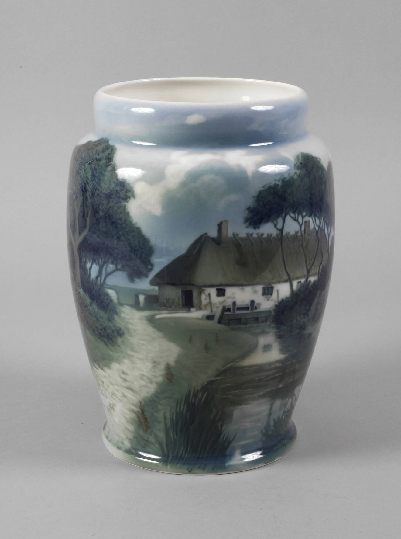 Rörstrand Bodenvase mit Landschaftsdekor