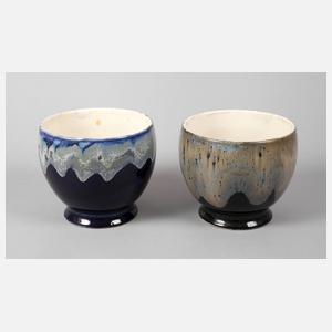 Bunzlau zwei Cachepots Laufglasur