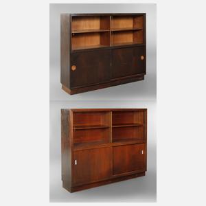 Zwei Büchervitrinen Art déco