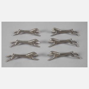 Sechs Messerbänkchen Art déco