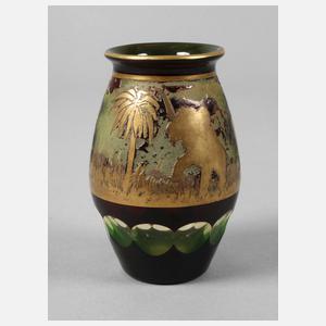 Art déco-Vase mit geätztem Elefantendekor