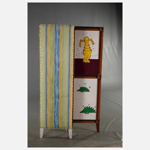 Paravent mit Motiven in der Art von Keith Haring