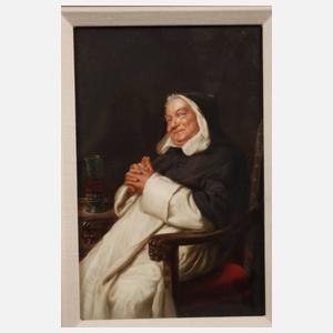 KPM Berlin Porzellanbildplatte "Mönch bei Wein"