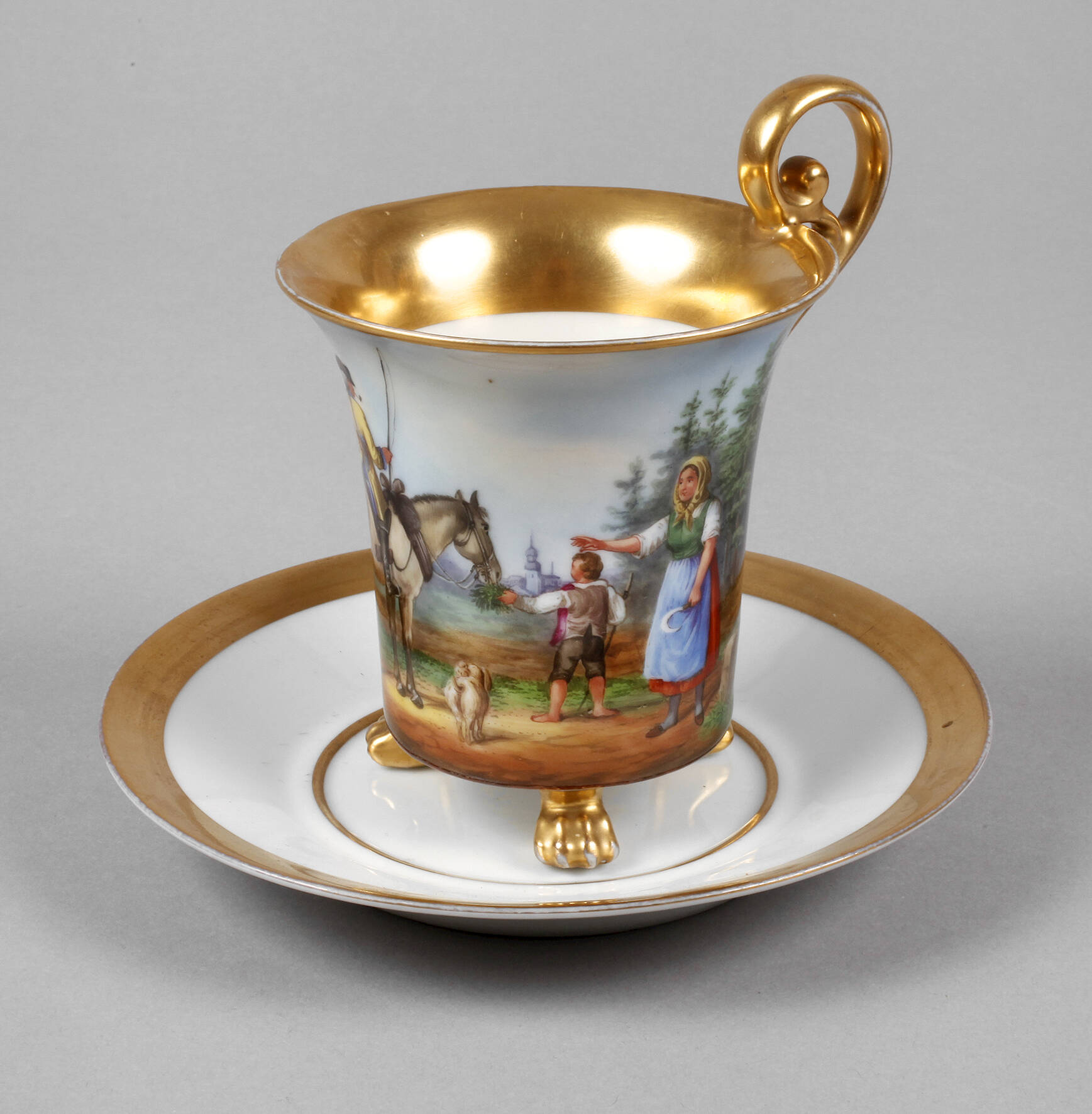 Löwentatzentasse mit Postillon