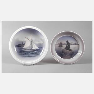 Kopenhagen zwei Schalen Unterglasurmalerei