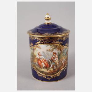 Meissen Deckeltasse Watteaumalerei