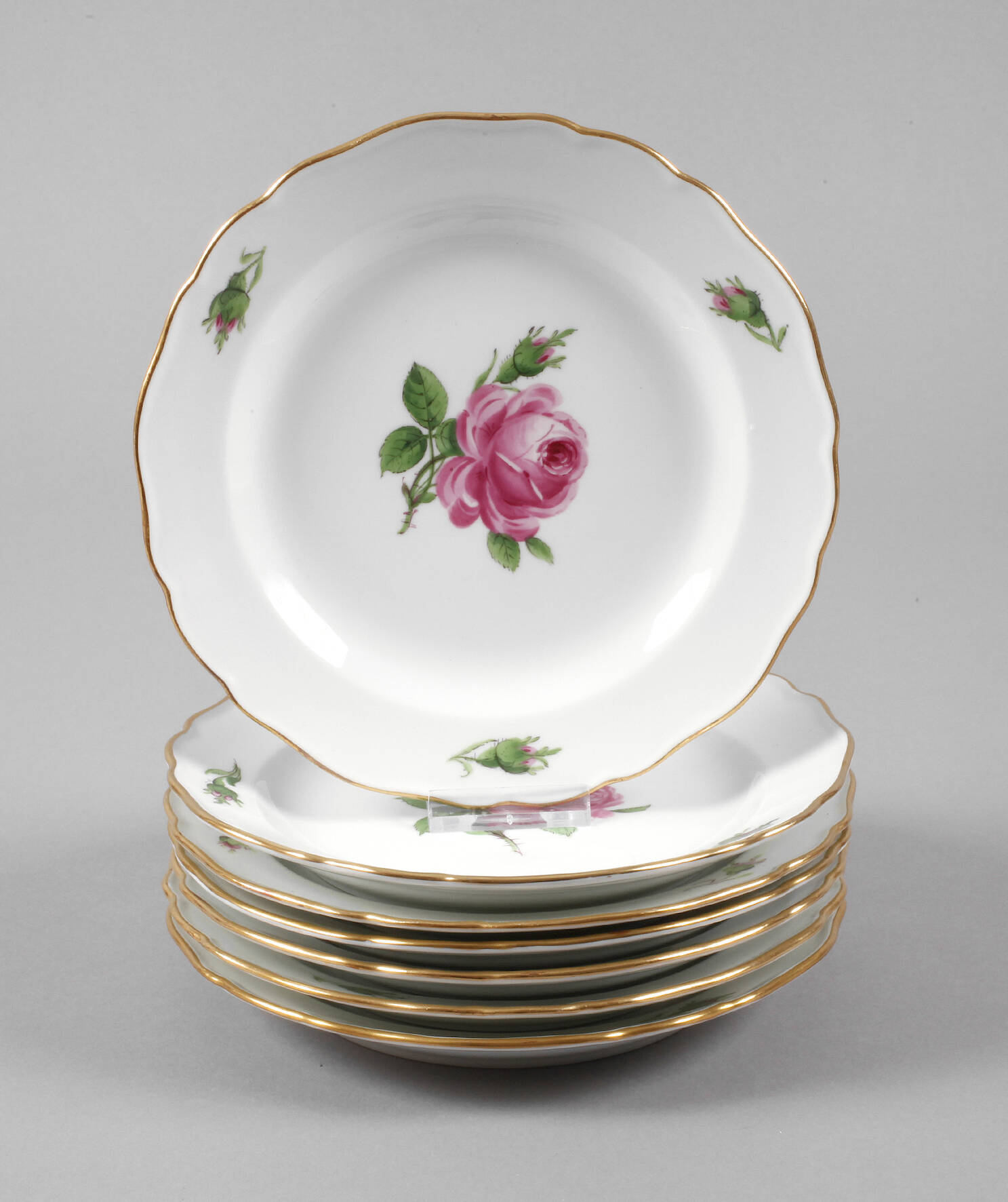 Meissen sieben Teller "Rote Rose“